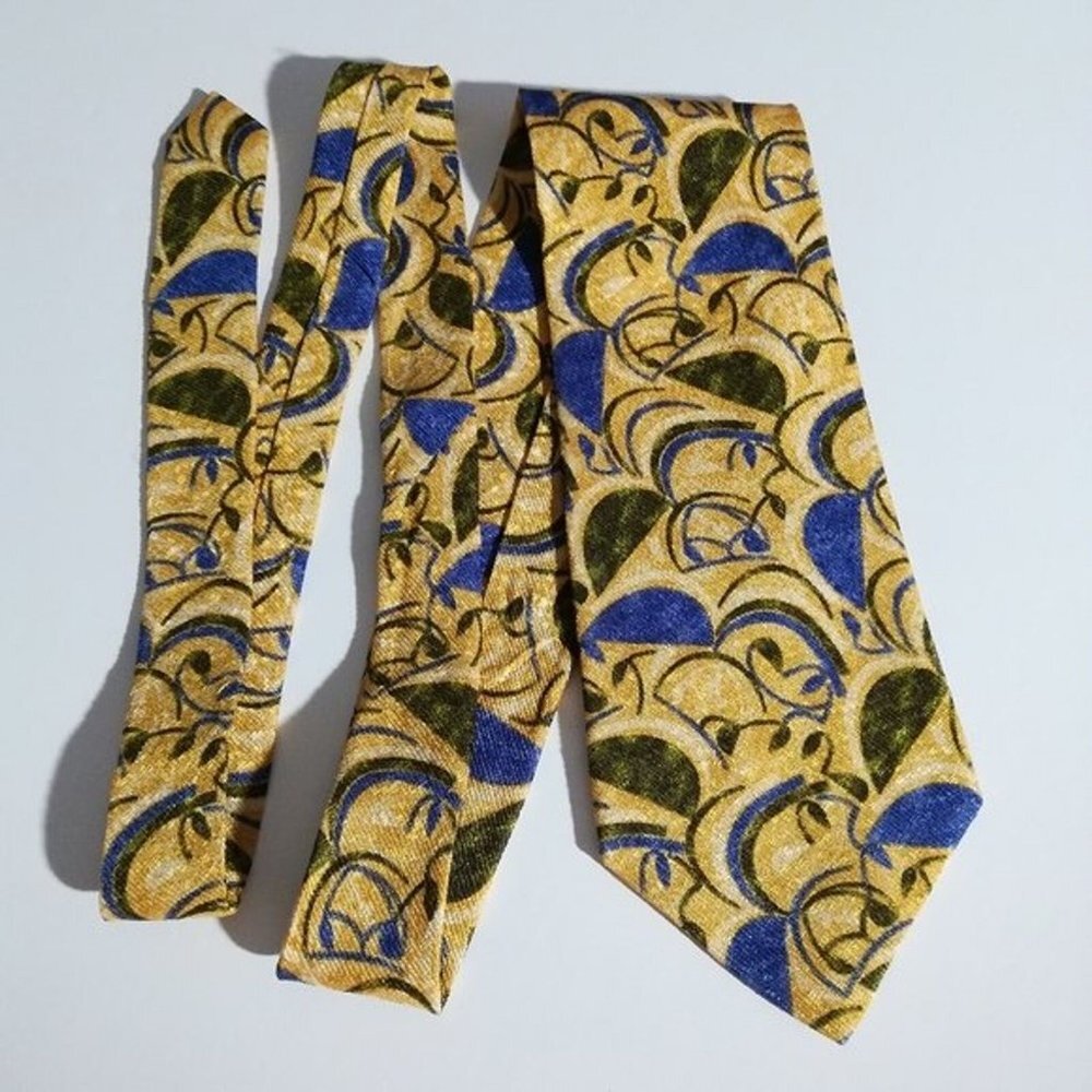 Vintage Audrey Buckner Abstract Art 100% Silk Hand Tailored Neck Tie